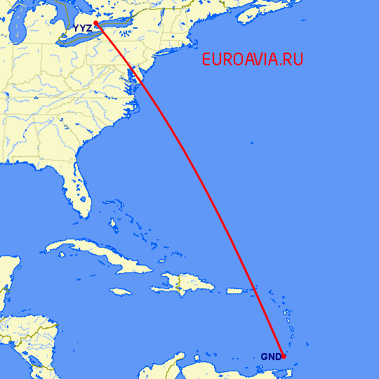 перелет St Georges — Торонто на карте