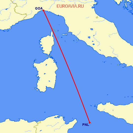 перелет Генуя — Pantelleria на карте