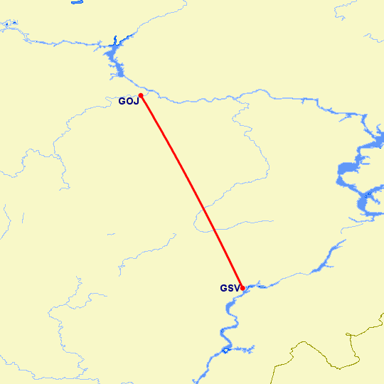 перелет Нижний Новгород — Саратов на карте