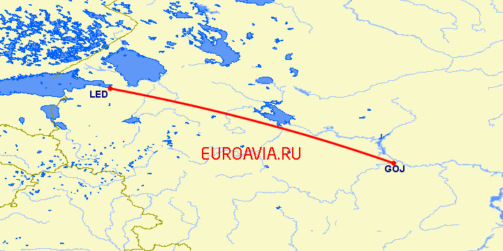перелет Нижний Новгород — Санкт Петербург на карте