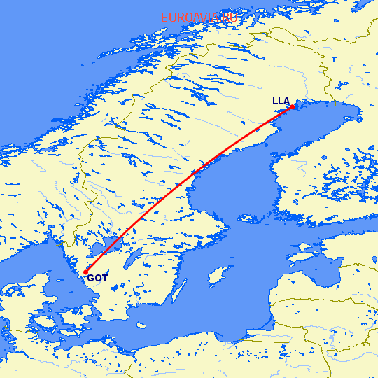 перелет Гетеборг — Лулео на карте