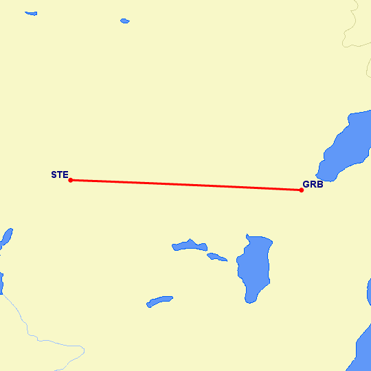 перелет Грин Бэй — Stevens Point на карте