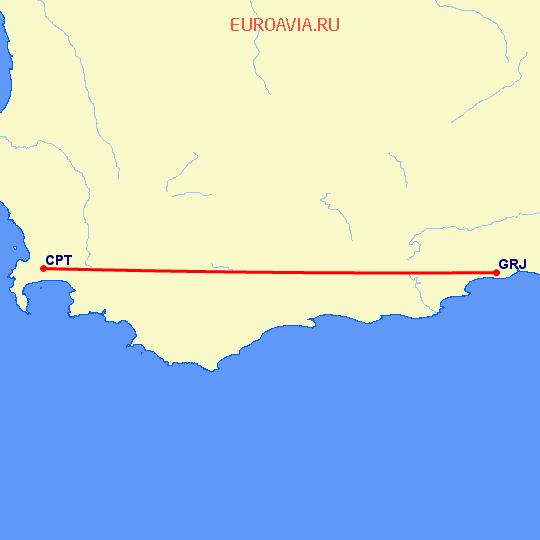 перелет Джордж — Кейптаун на карте