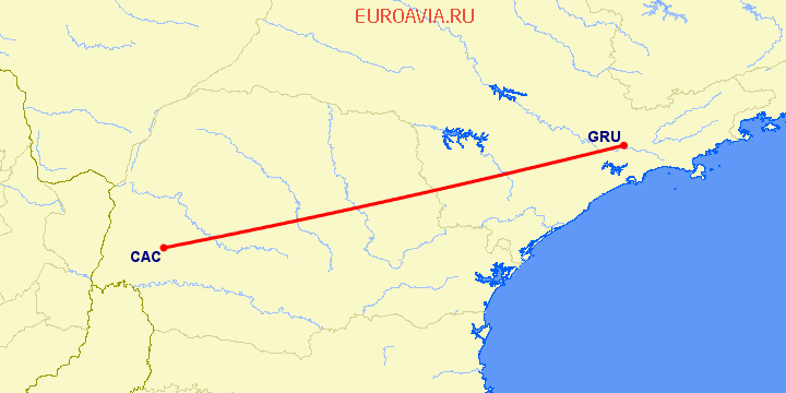перелет Сан Паулу — Каскавел на карте
