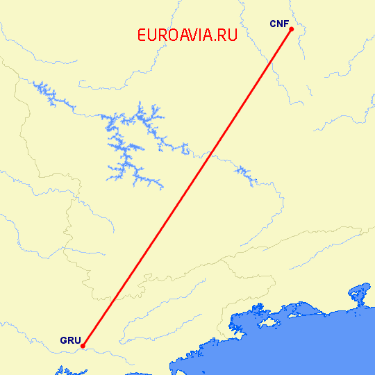 перелет Сан Паулу — Белу Оризонте на карте
