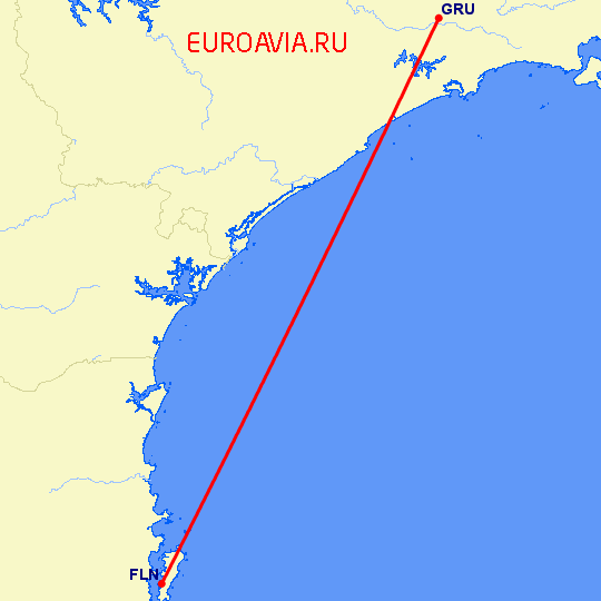 перелет Сан Паулу — Флорианополис на карте