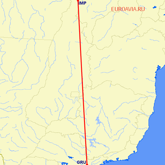 перелет Сан Паулу — Imperatriz на карте