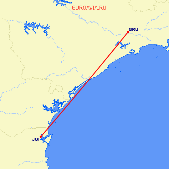 перелет Сан Паулу — Joinville на карте