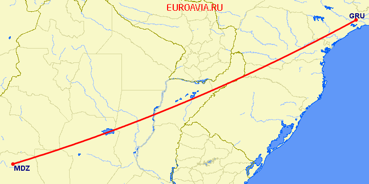 перелет Сан Паулу — Мендоса на карте