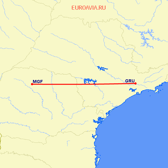 перелет Сан Паулу — Маринга на карте