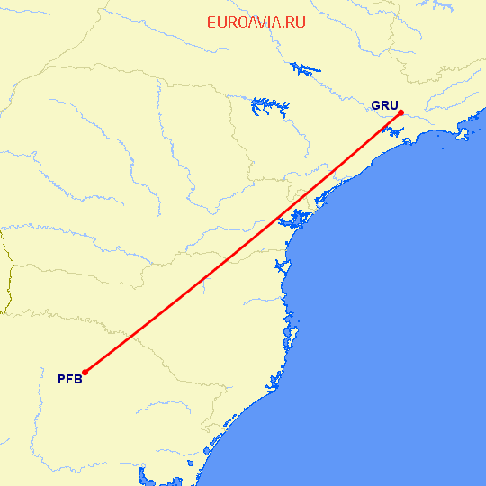 перелет Сан Паулу — Passo Fundo на карте