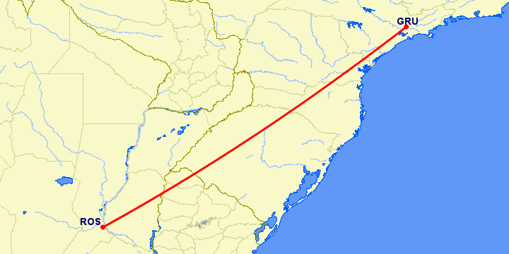перелет Сан Паулу — Росарио на карте
