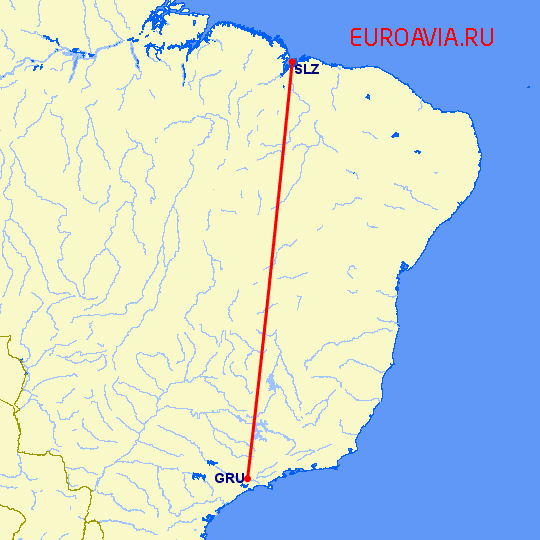 перелет Сан Паулу — Sao Luis на карте