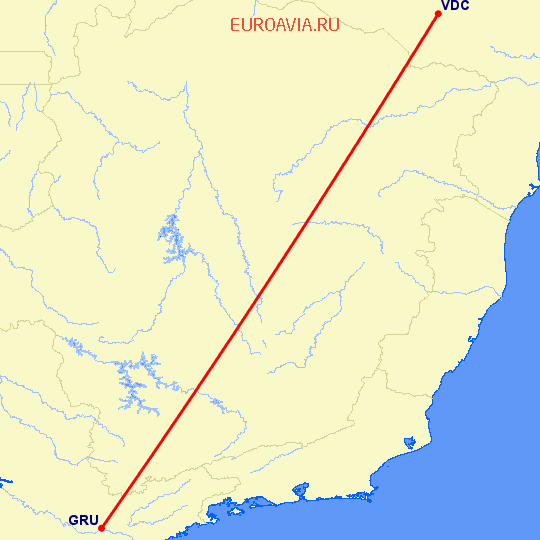 перелет Сан Паулу — Vitoria Da Conquista на карте