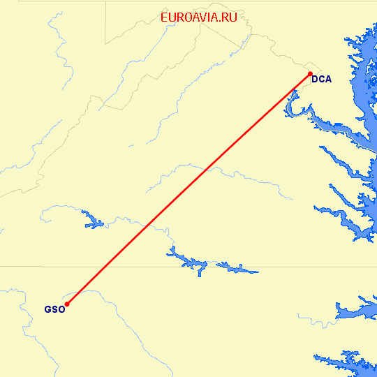 перелет High Point — Вашингтон на карте
