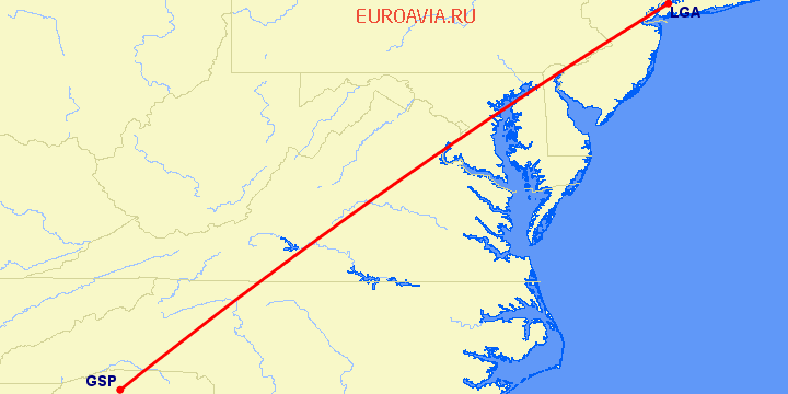 перелет Greenville — Нью Йорк на карте