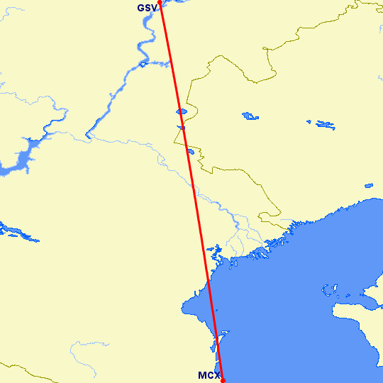 перелет Саратов — Махачкала на карте