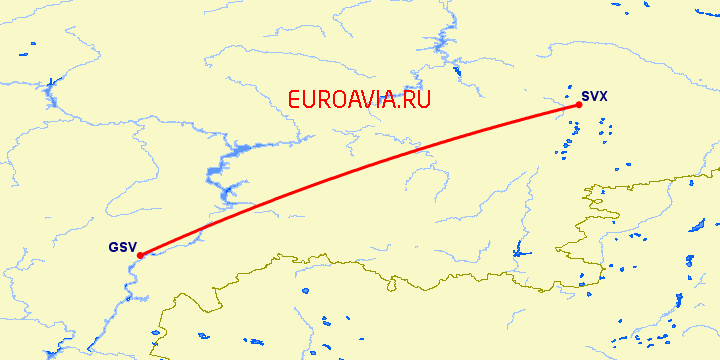 перелет Саратов — Екатеринбург на карте