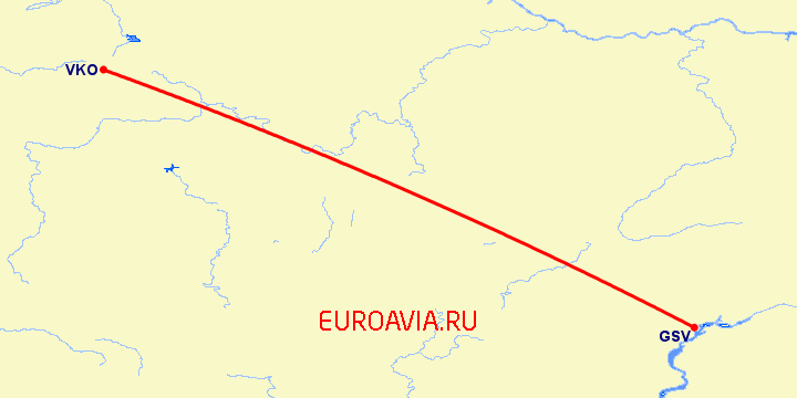 перелет Саратов — Москва на карте