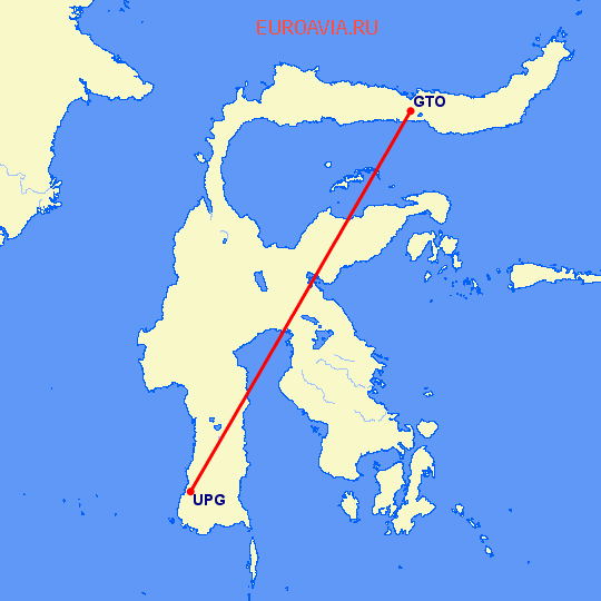 перелет Горонтало — Ujung Pandang на карте
