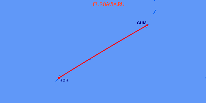 перелет Гуам — Koror на карте