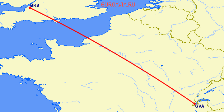 перелет Женева — Бристоль на карте