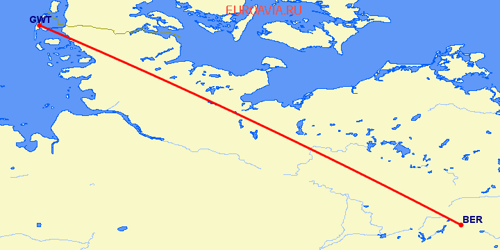 перелет Вестерланд — Берлин на карте
