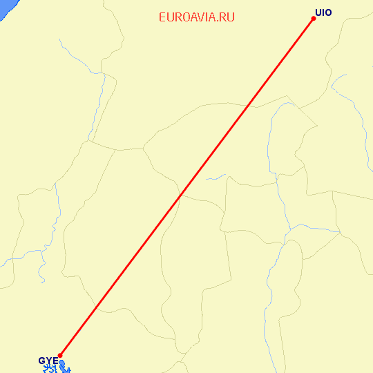 перелет Гуайяквил — Кито на карте