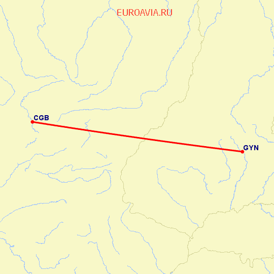 перелет Goiania — Куиаба на карте