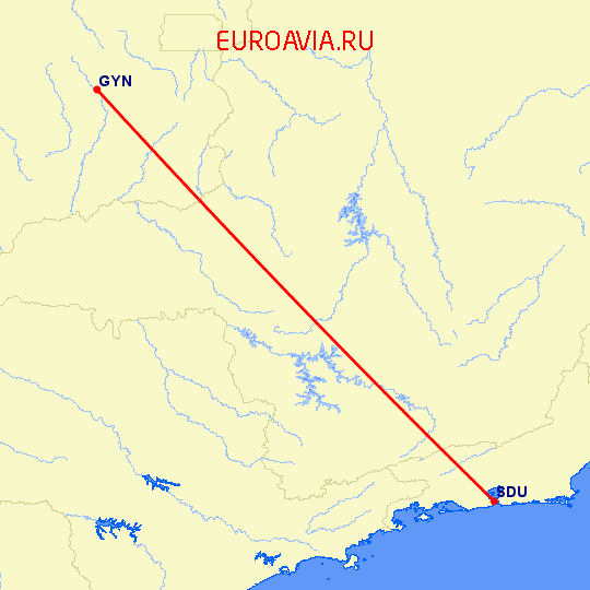 перелет Goiania — Рио Де Жанейро на карте