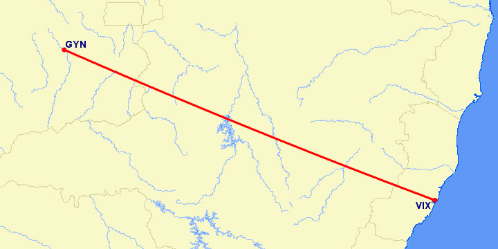 перелет Goiania — Витория на карте
