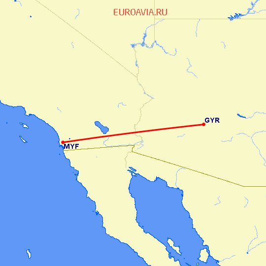 перелет Goodyear — Сан Диего на карте