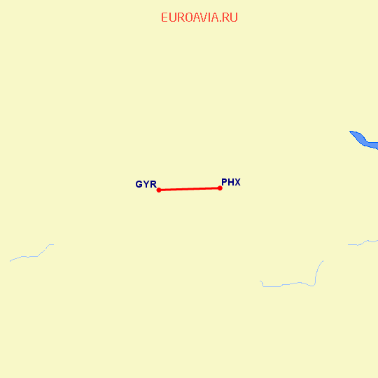 перелет Goodyear — Феникс на карте
