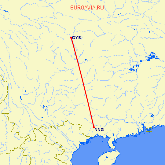 перелет Guang Yuan — Наньнин на карте