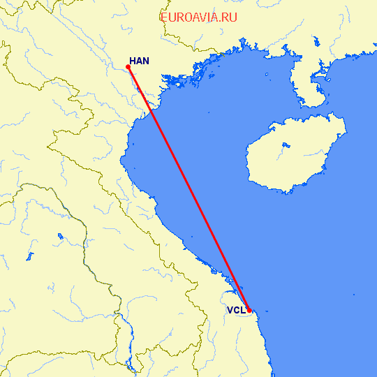 перелет Ханой — Тамки на карте