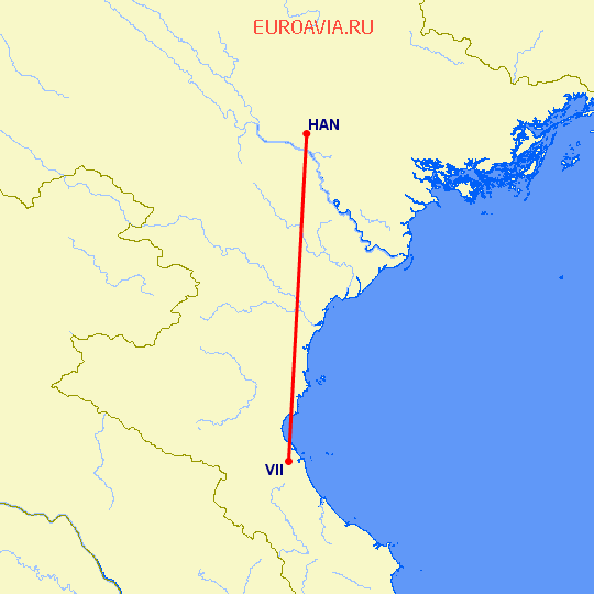 перелет Ханой — Vinh City на карте