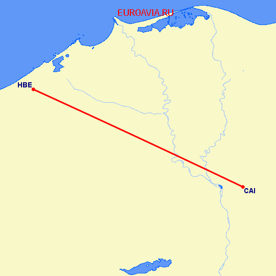 перелет Александрия — Каир на карте