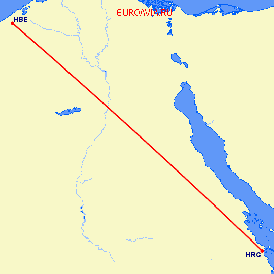 перелет Александрия — Хургада на карте