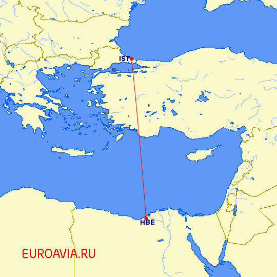 перелет Александрия — Стамбул на карте