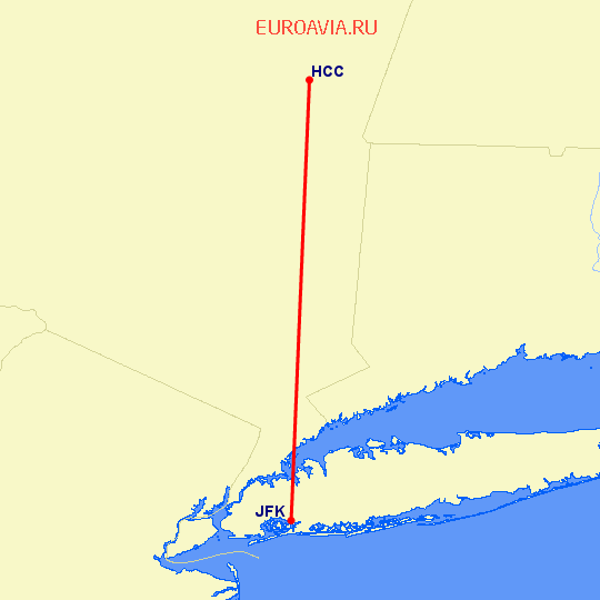 перелет Hudson — Нью Йорк на карте