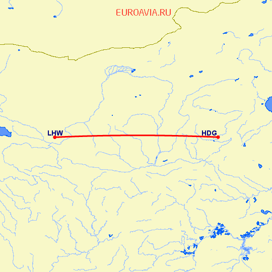 перелет Ханьдань — Ланчжоу на карте