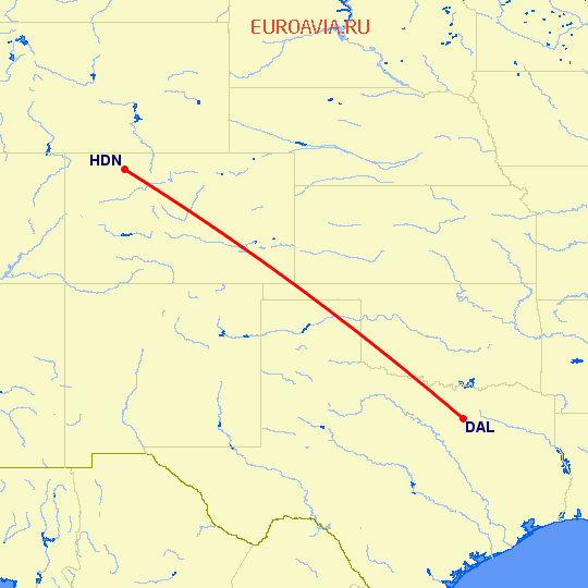 перелет Hayden — Даллас на карте