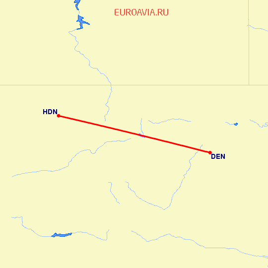 перелет Hayden — Денвер на карте