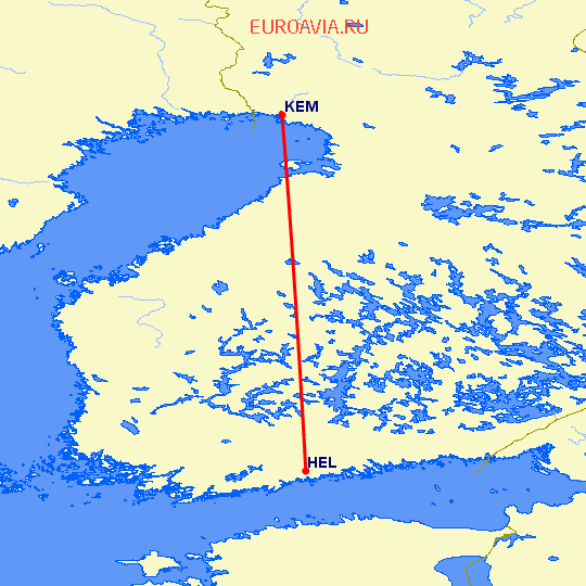 перелет Хельсинки — Kemi-Tornio на карте