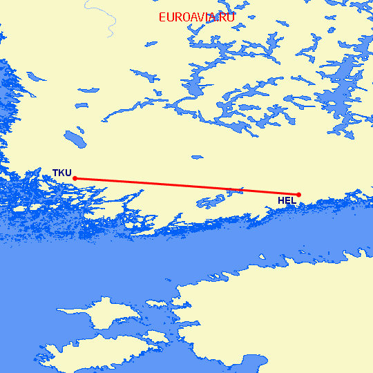 перелет Хельсинки — Турку на карте
