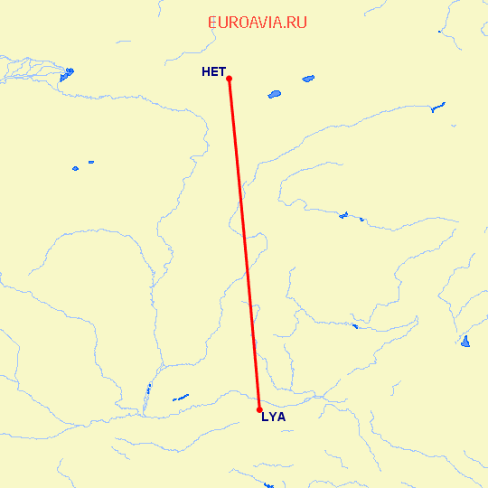 перелет Хоххот — Люян на карте