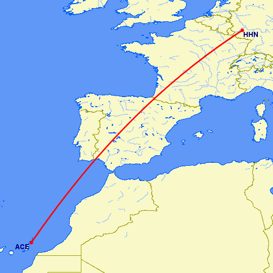перелет Франкфурт на Майне — Арресифе на карте