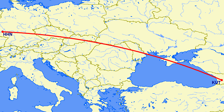 перелет Франкфурт на Майне — Кутаиси на карте