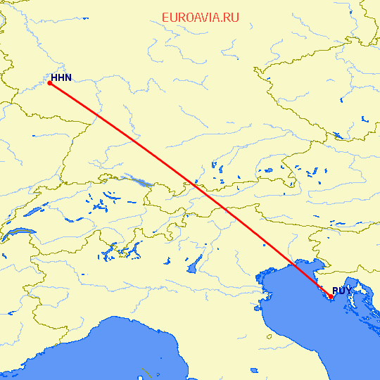 перелет Hahn — Пула на карте
