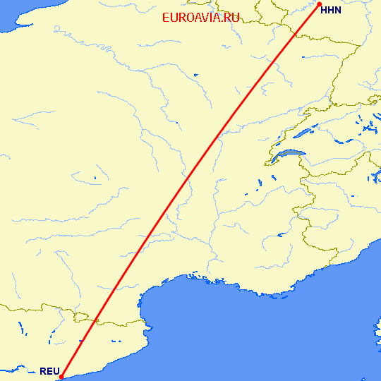 перелет Hahn — Реус на карте